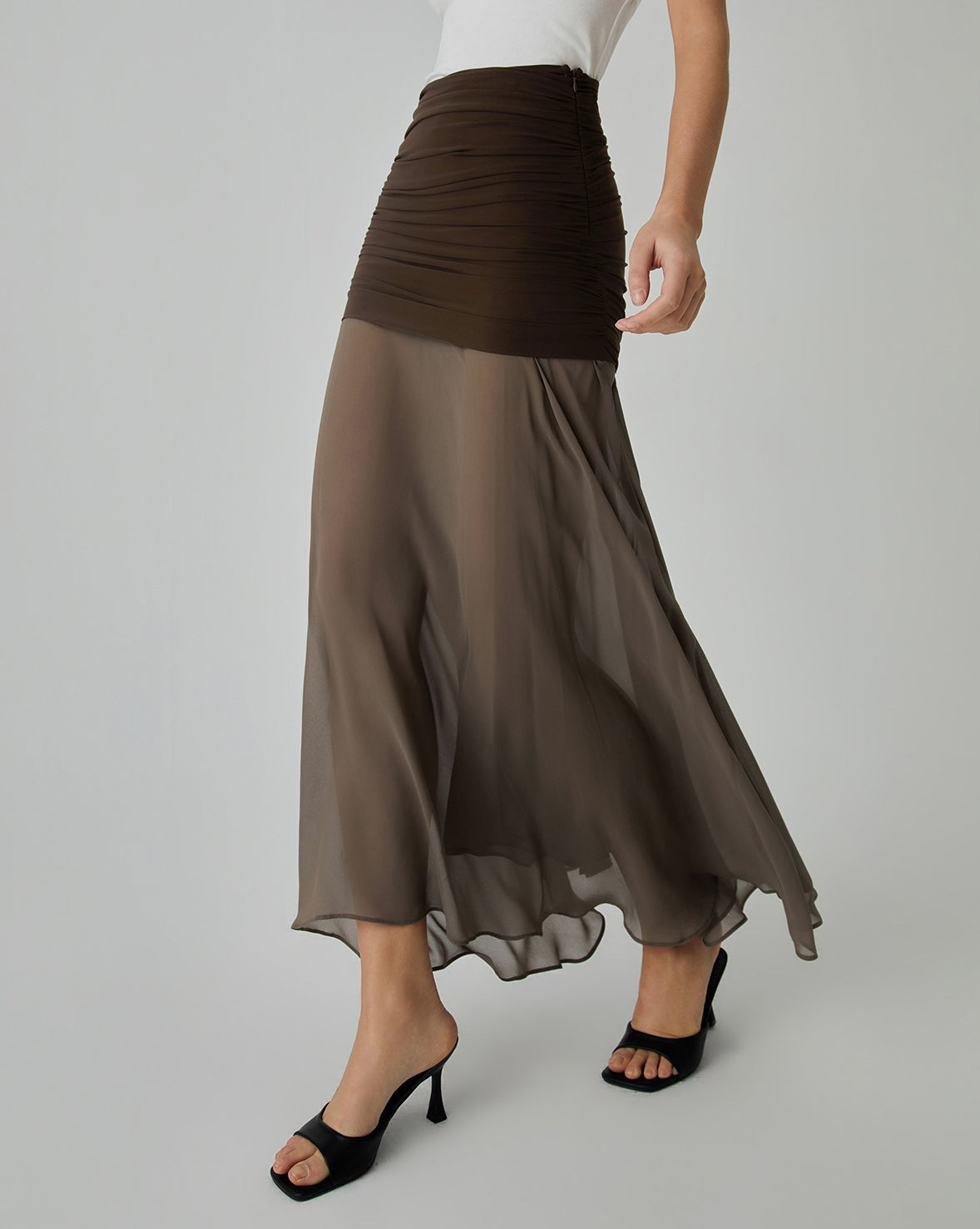 Net Chiffon Patchwork Maxi Skirt