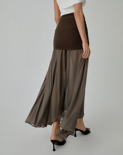 Net Chiffon Patchwork Maxi Skirt