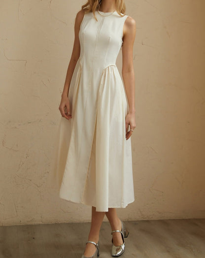 Sleeveless Pleated Midi Dress