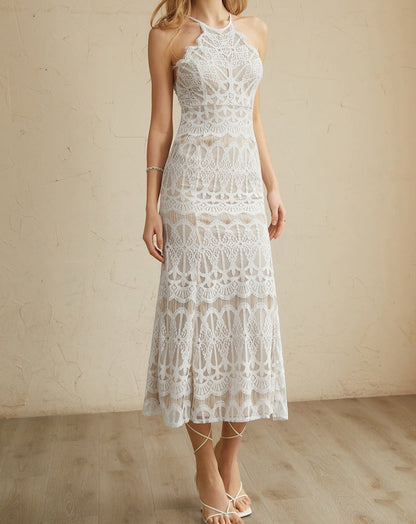 Glamorous Lace Halter Long Dress