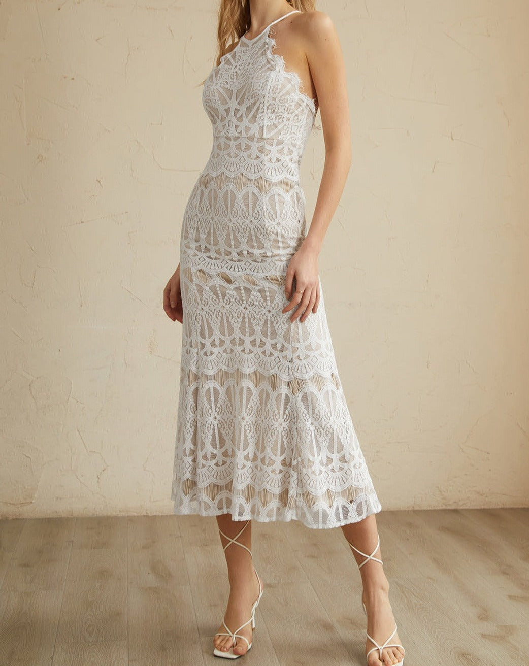 Glamorous Lace Halter Long Dress