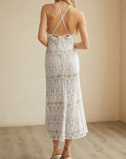 Glamorous Lace Halter Long Dress