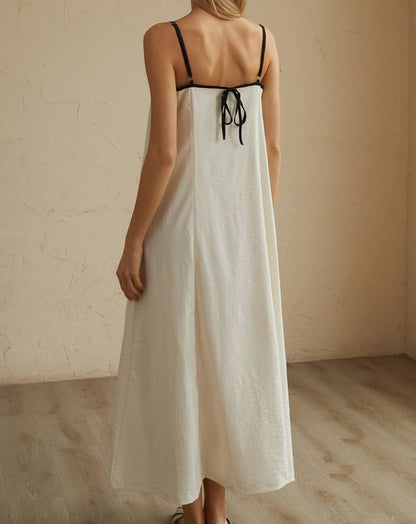 Minimalism Contrast Trim Long Dress