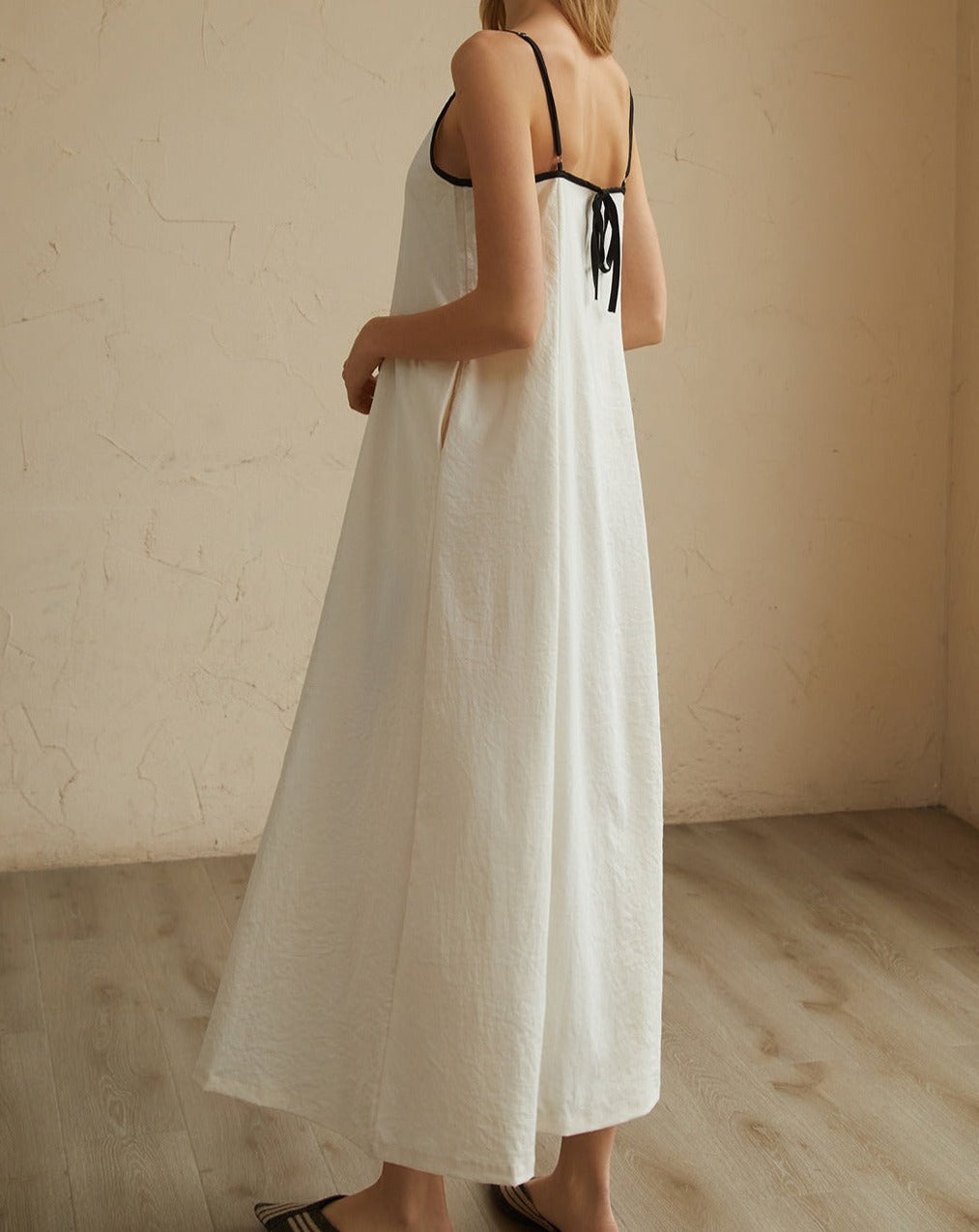 Minimalism Contrast Trim Long Dress