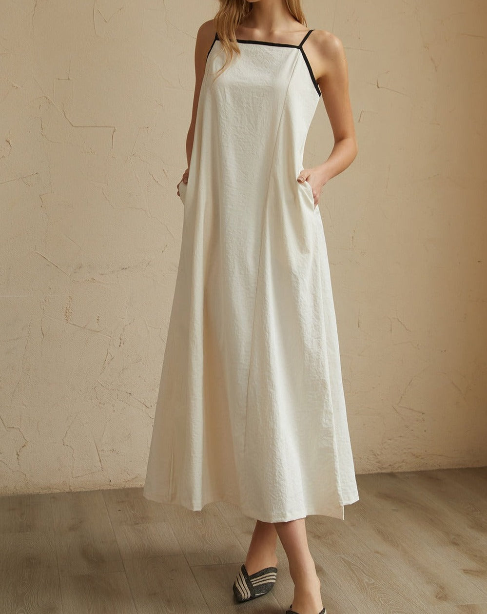 Minimalism Contrast Trim Long Dress