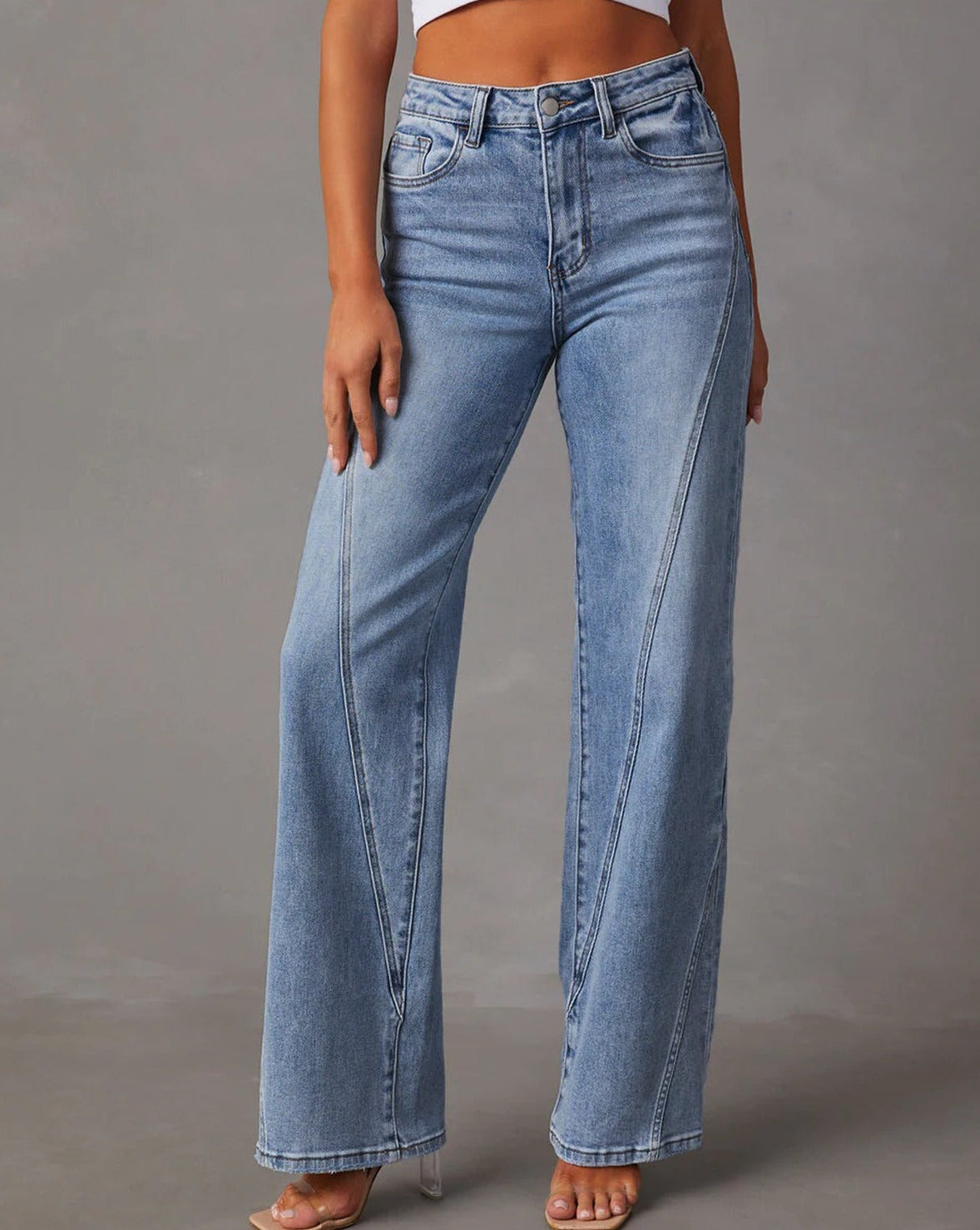 Vintage Denim Straight Leg Pants Blue