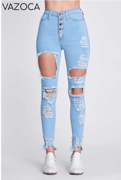 Back At it High Waist Jeans- Light blue