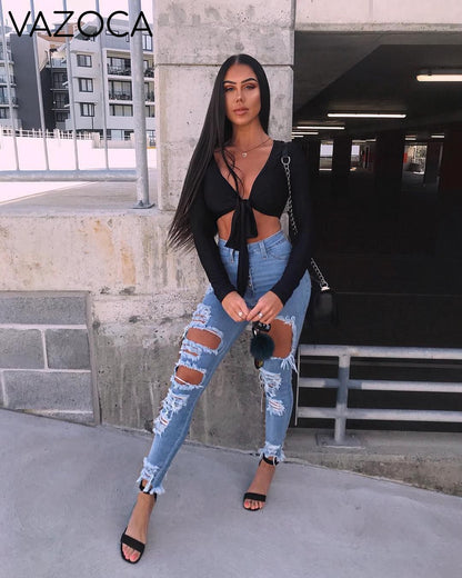 Back At it High Waist Jeans- Light blue