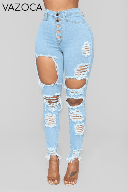 Back At it High Waist Jeans- Light blue