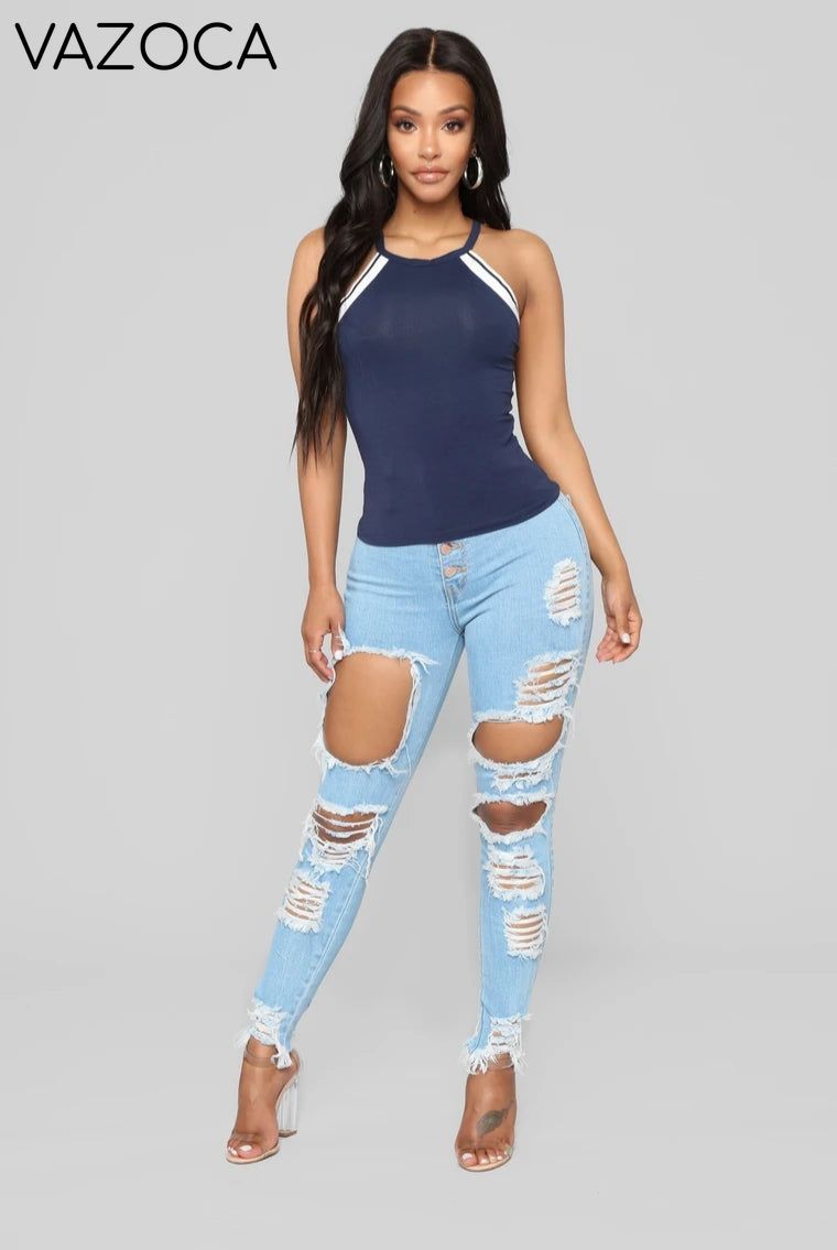 Back At it High Waist Jeans- Light blue