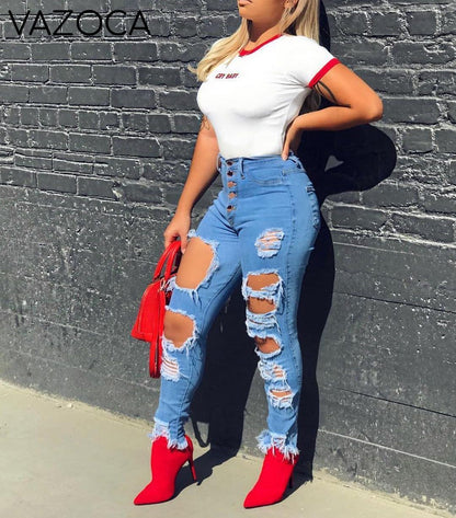 Back At it High Waist Jeans- Light blue
