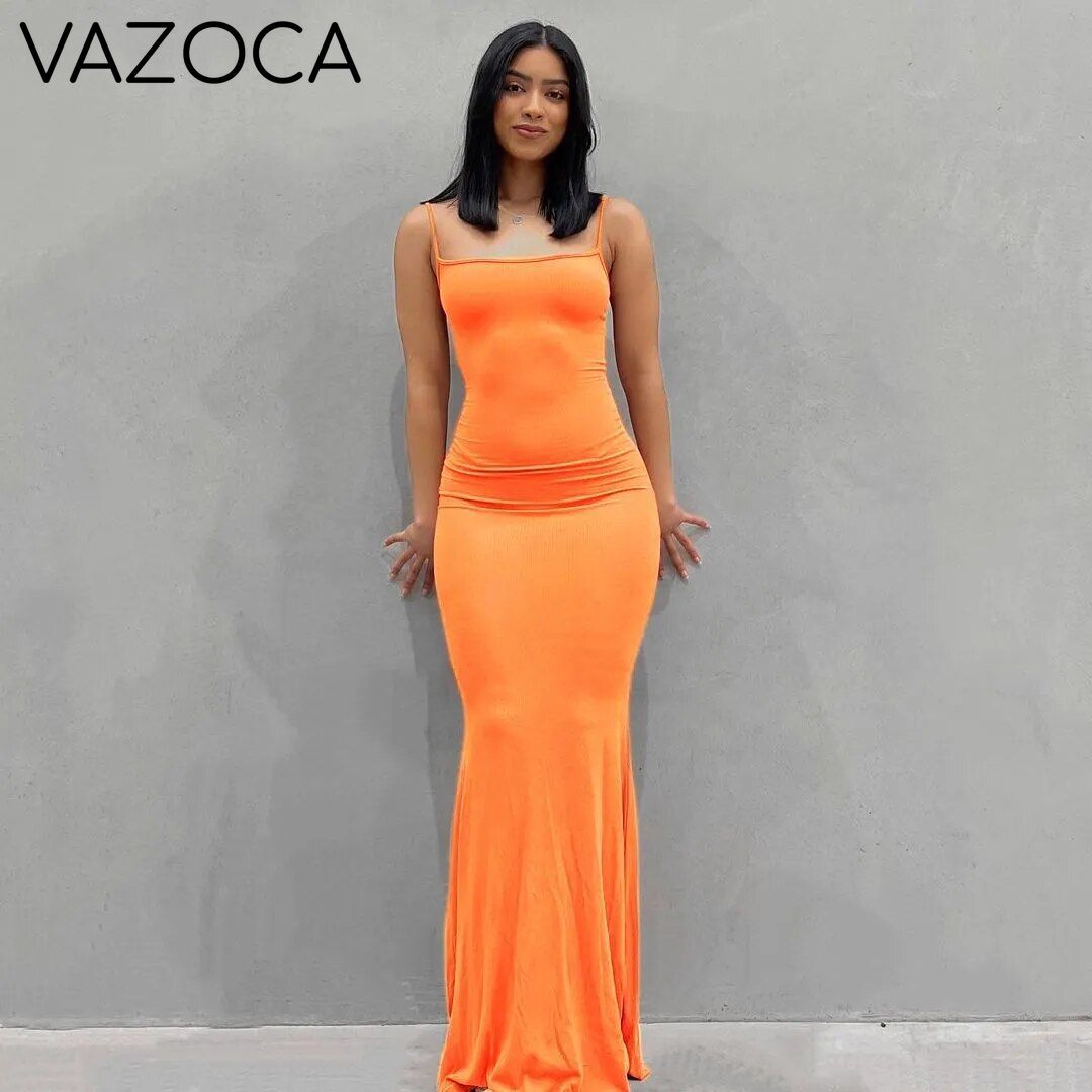 Bawdy Hugger Maxi Dress Orange