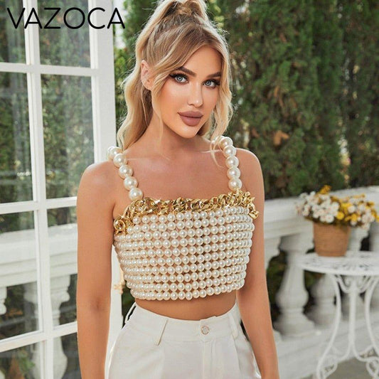 Beaded Pearl Crop Top