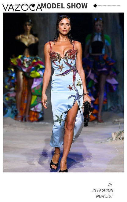 Beads Satin Maxi Dress