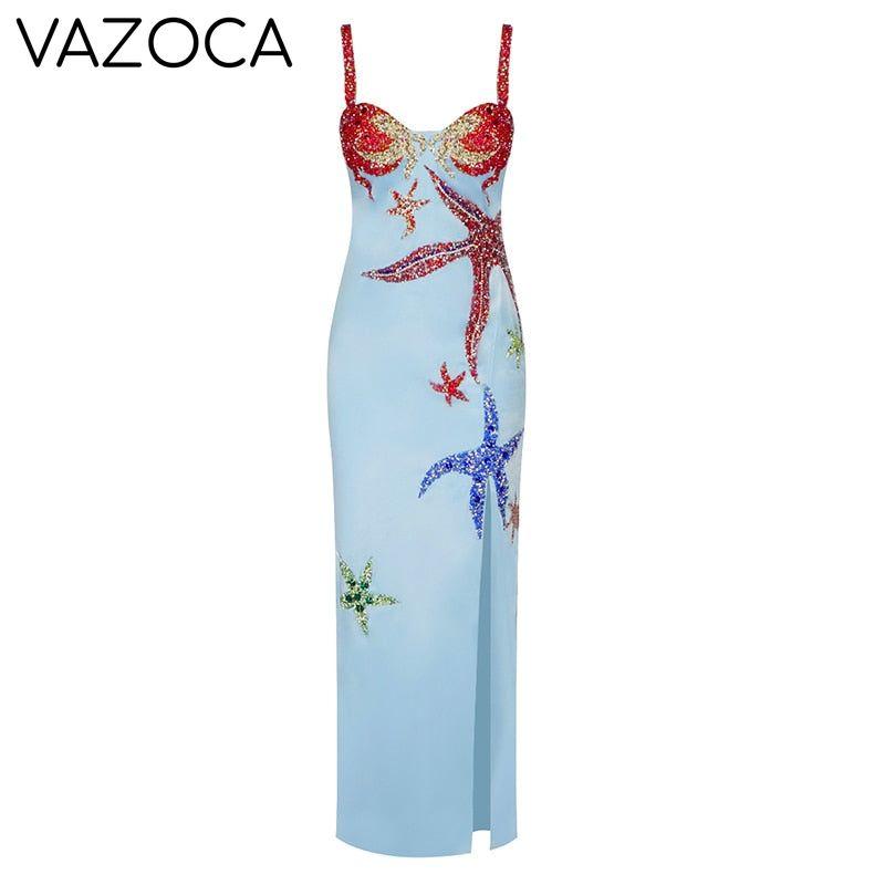 Beads Satin Maxi Dress