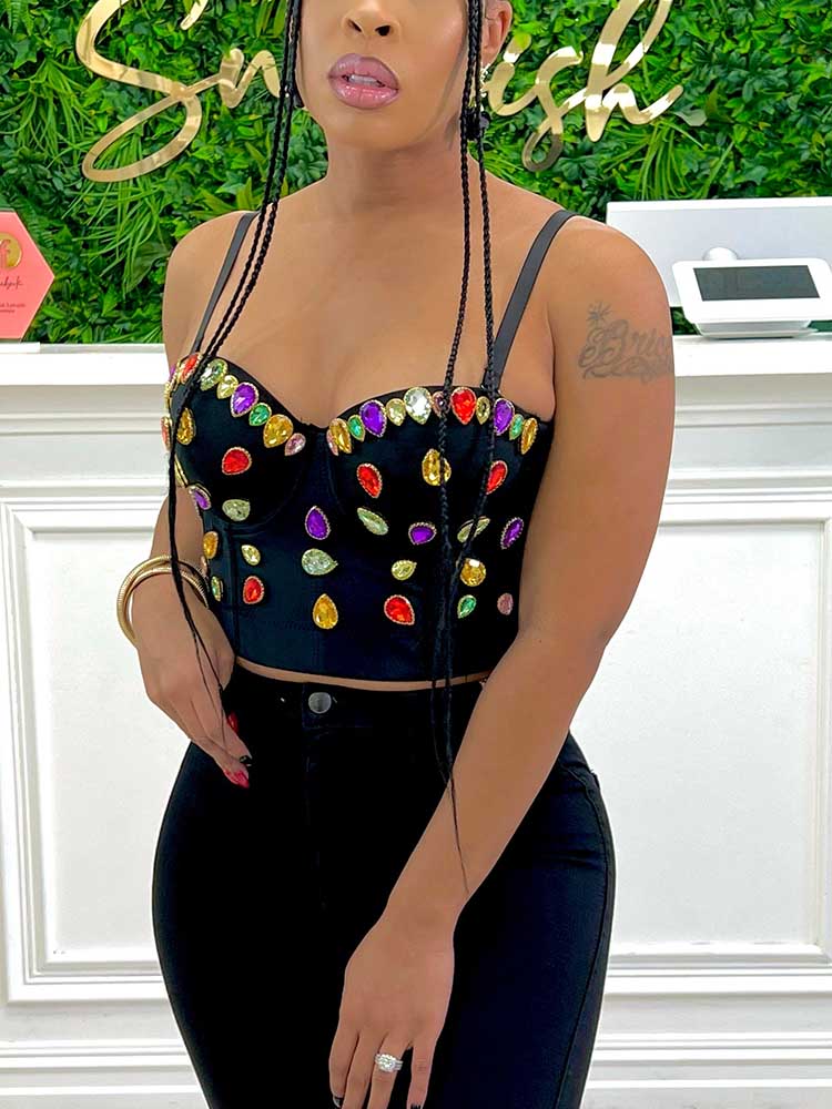 Bejeweled Spaghetti Strap Top