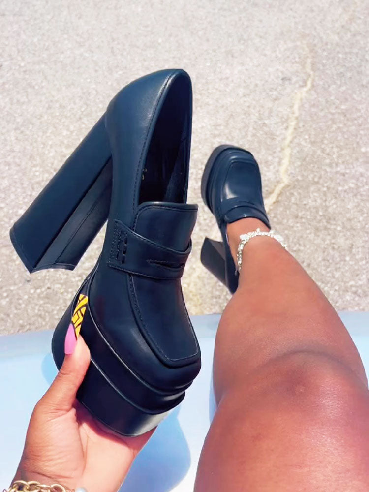 Leather Platform Loafers
