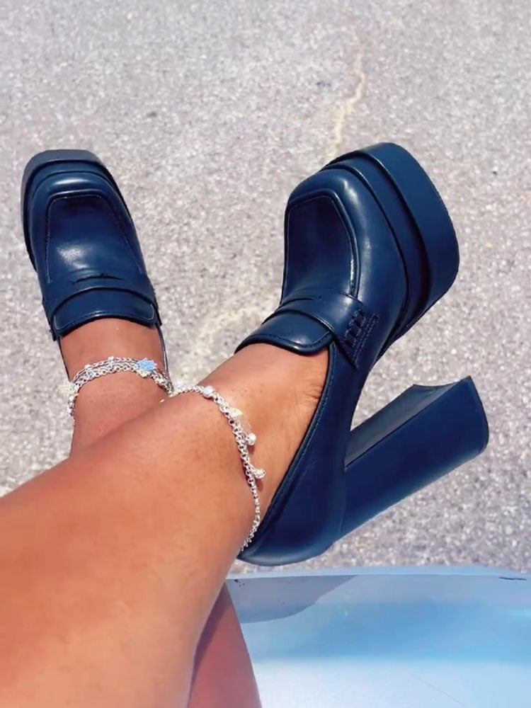 Leather Platform Loafers