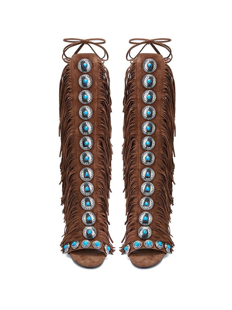 Bohemian Gemstone Fringe Sandals
