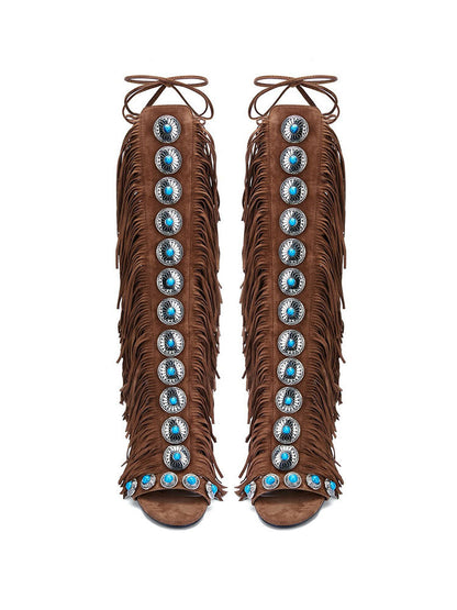 Bohemian Gemstone Fringe Sandals