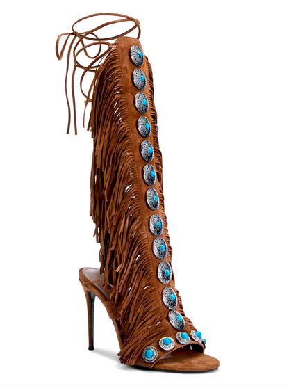 Bohemian Gemstone Fringe Sandals