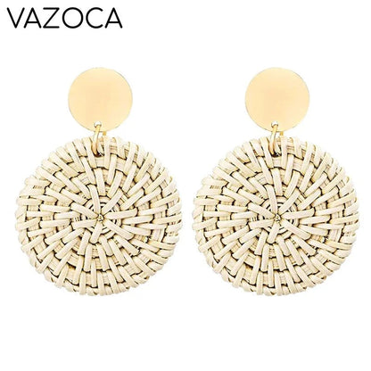Boho Rattan Braid Drop Earrings