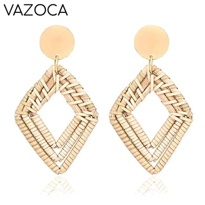 Boho Rattan Braid Drop Earrings