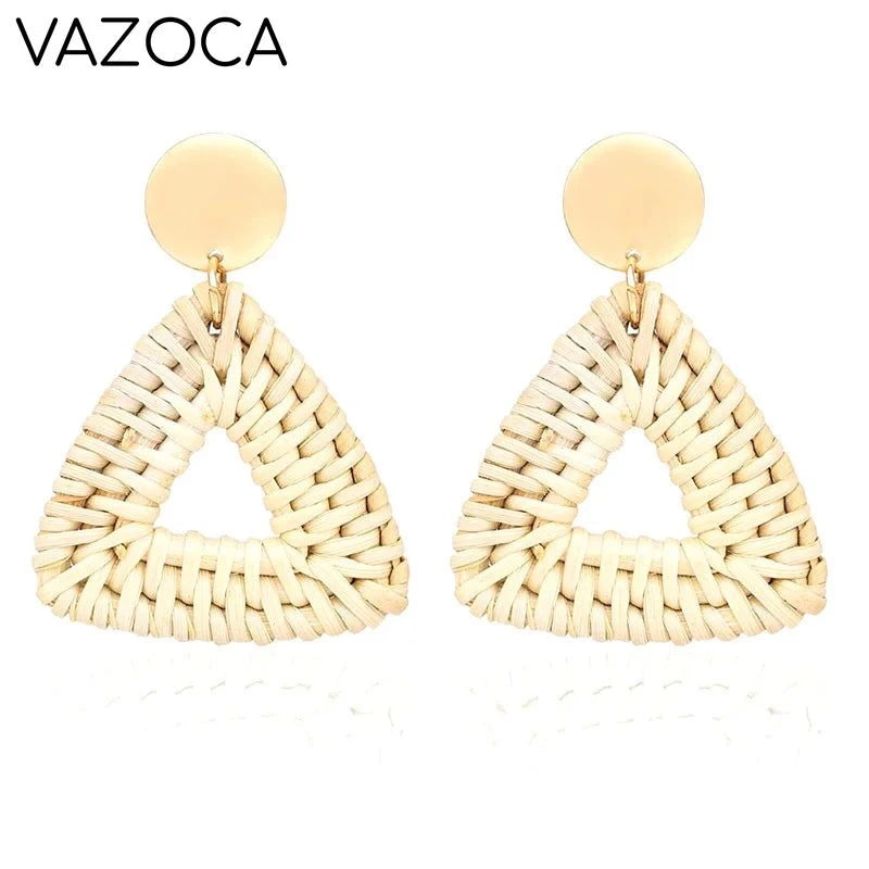 Boho Rattan Braid Drop Earrings