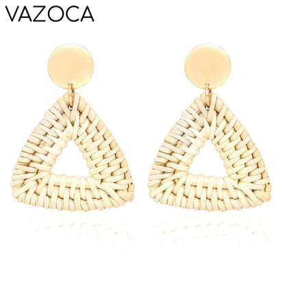 Boho Rattan Braid Drop Earrings
