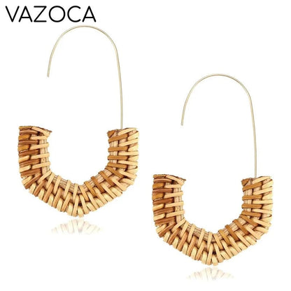 Boho Rattan Braid Drop Earrings