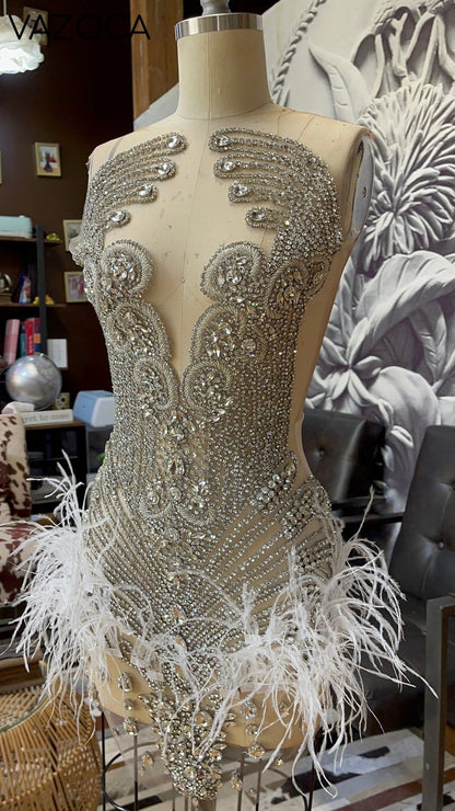 Brenda Mesh Feathers Dress
