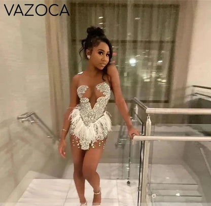 Brenda Mesh Feathers Dress