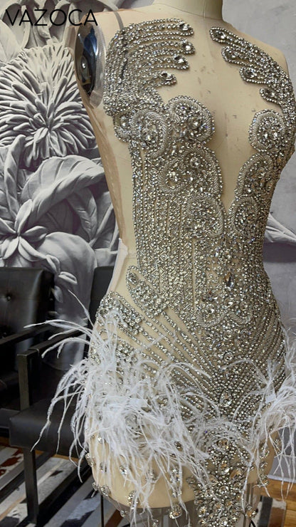 Brenda Mesh Feathers Dress