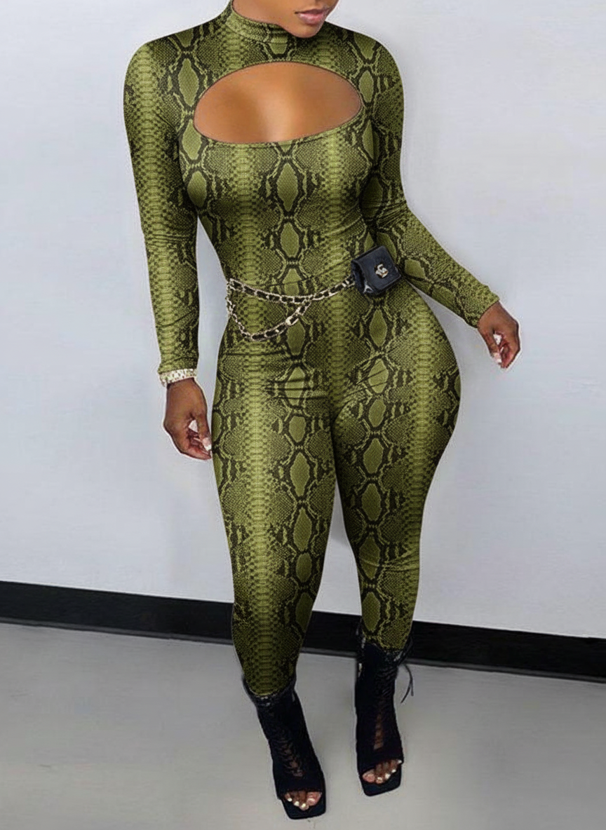 Snaked Printed Cut-out Jumpsuit