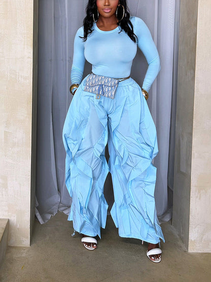 Sleek Top & Windbreaker Pleated Pants Set