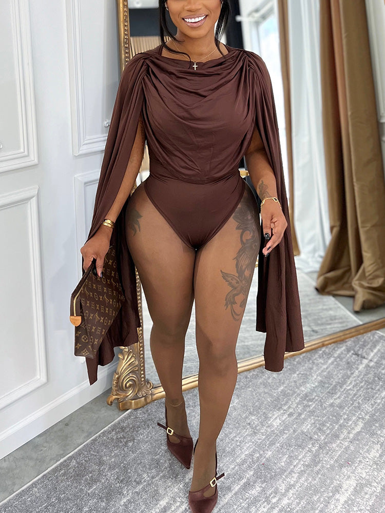 Goddess Draped Cape Bodysuit