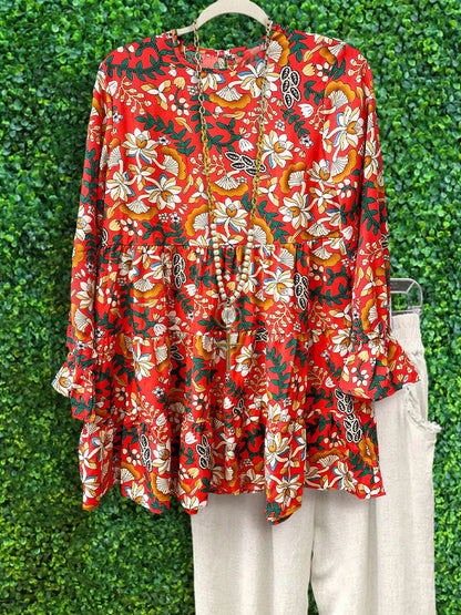 Tribal Print Ruffle Top