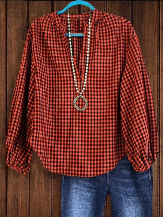 Plaid Print Loose Top