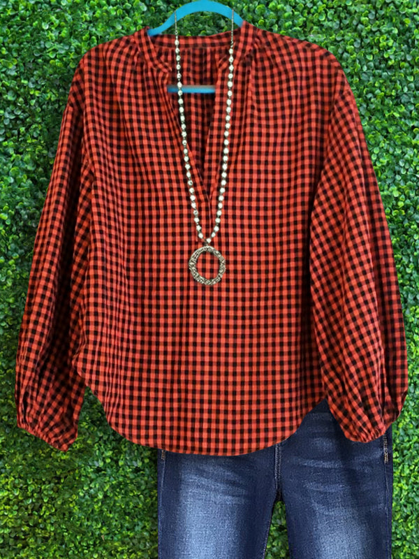 Plaid Print Loose Top