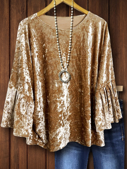 Velvet Bell Sleeves Top