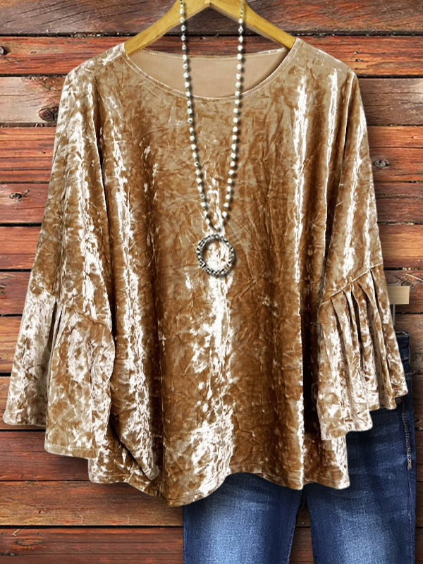 Velvet Bell Sleeves Top