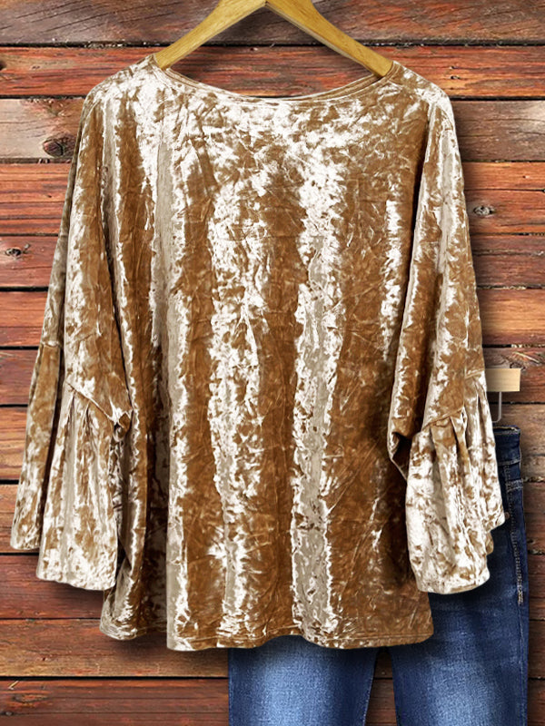 Velvet Bell Sleeves Top