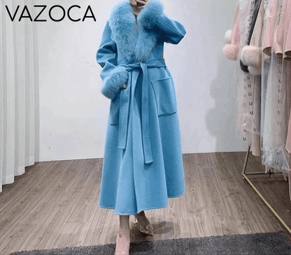 Cashmere Fox Fur Luxury Overcoat