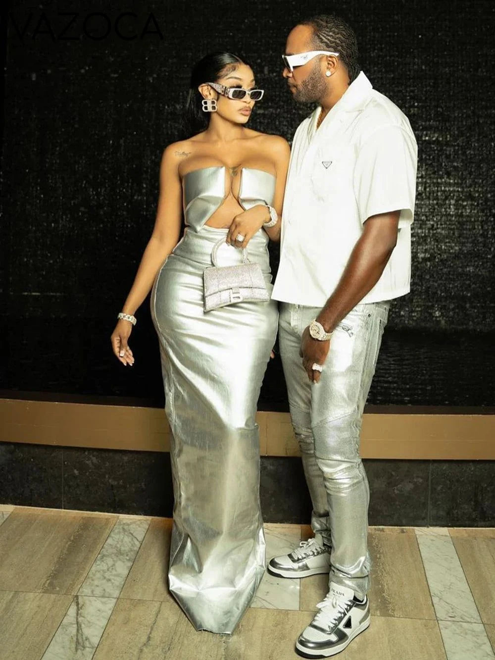 Celebrity Leather Maxi Dress