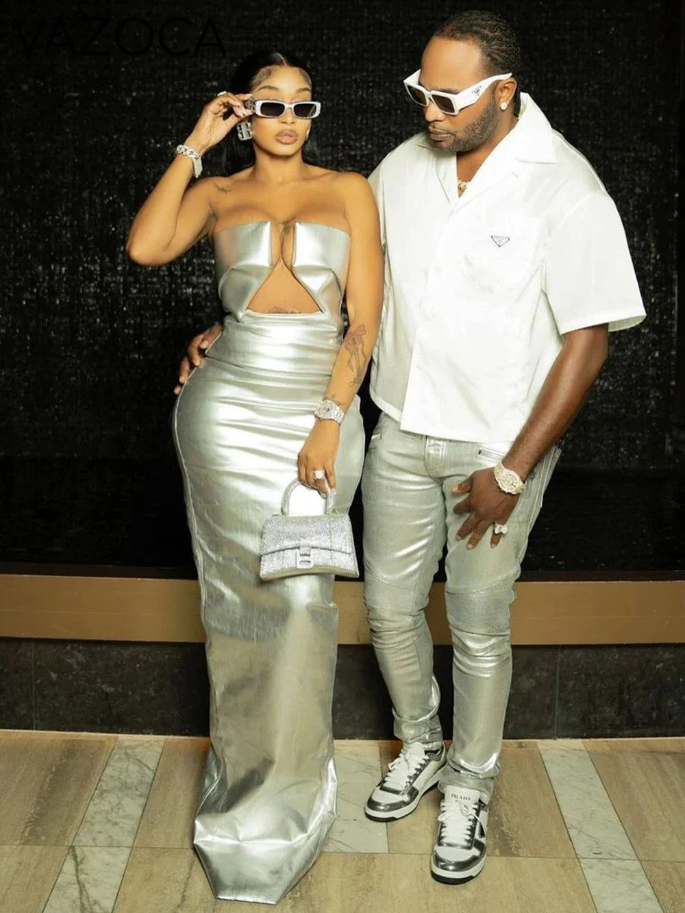 Celebrity Leather Maxi Dress