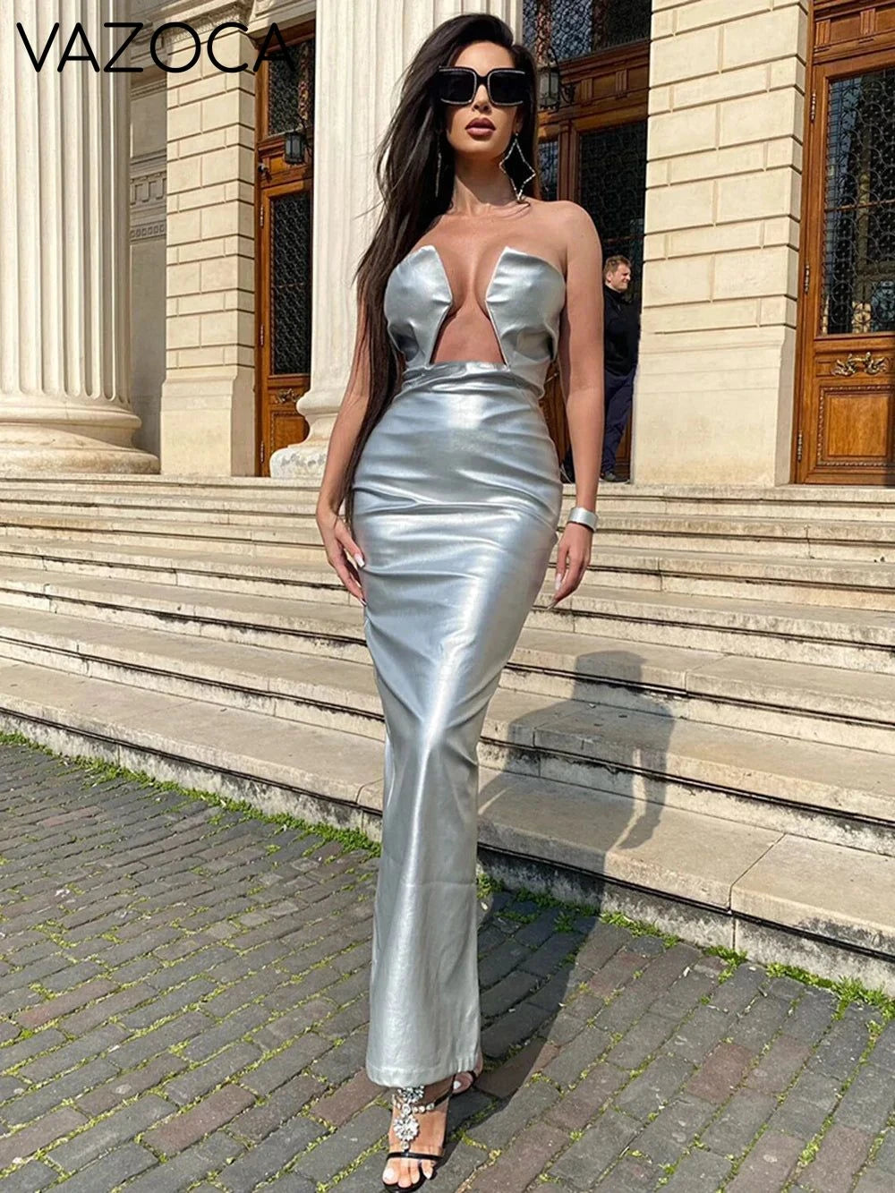 Celebrity Leather Maxi Dress