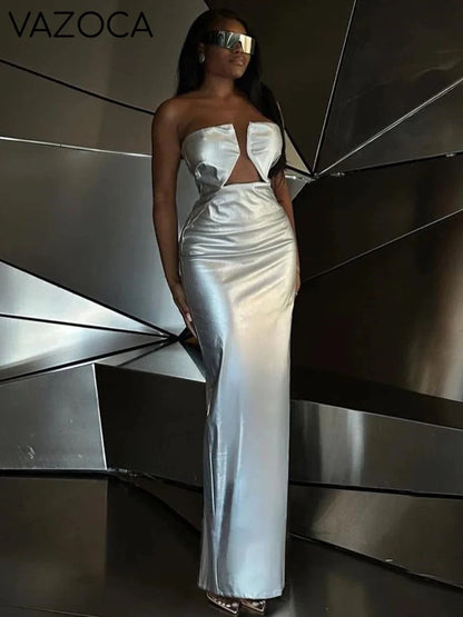Celebrity Leather Maxi Dress