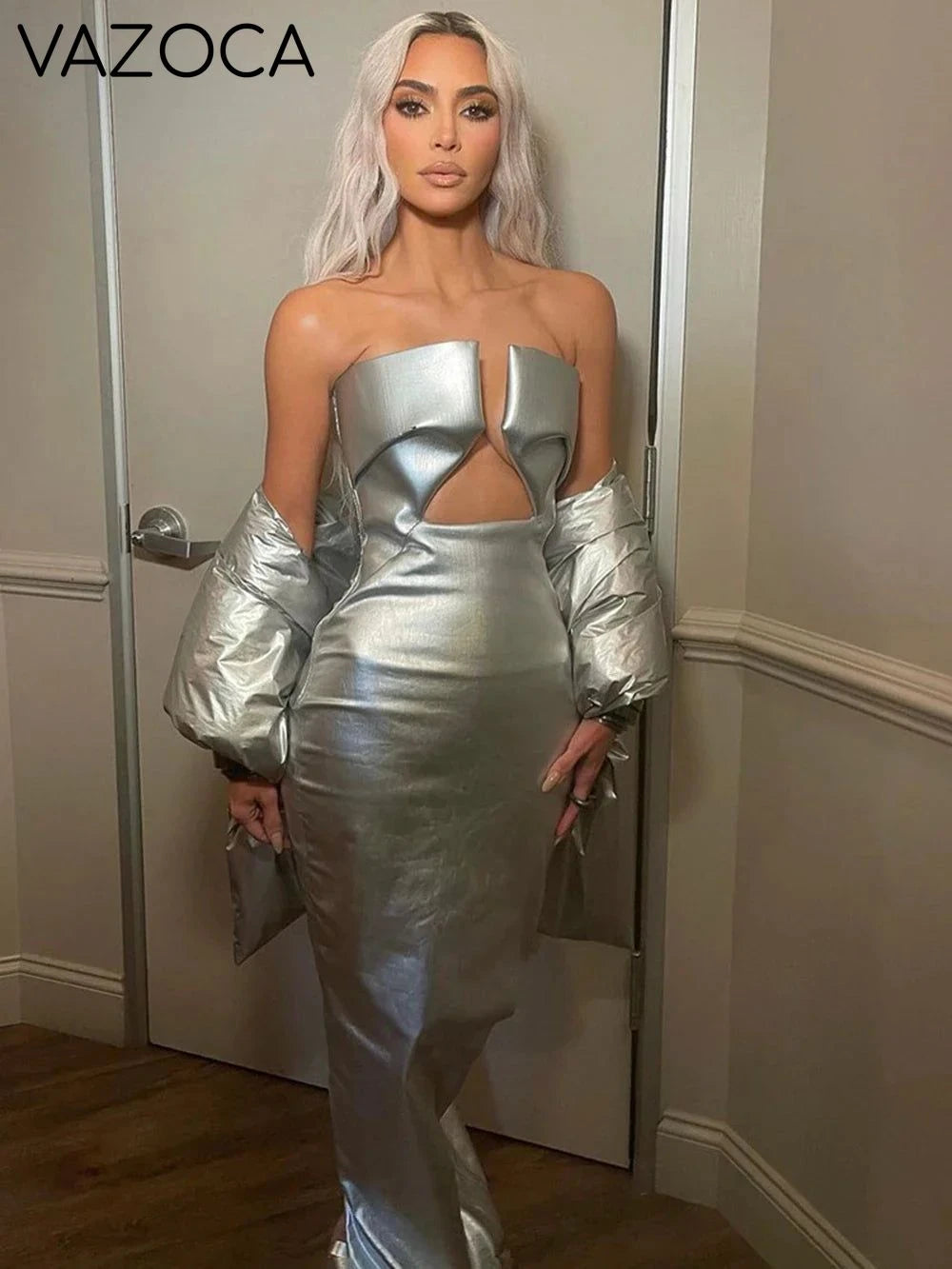 Celebrity Leather Maxi Dress