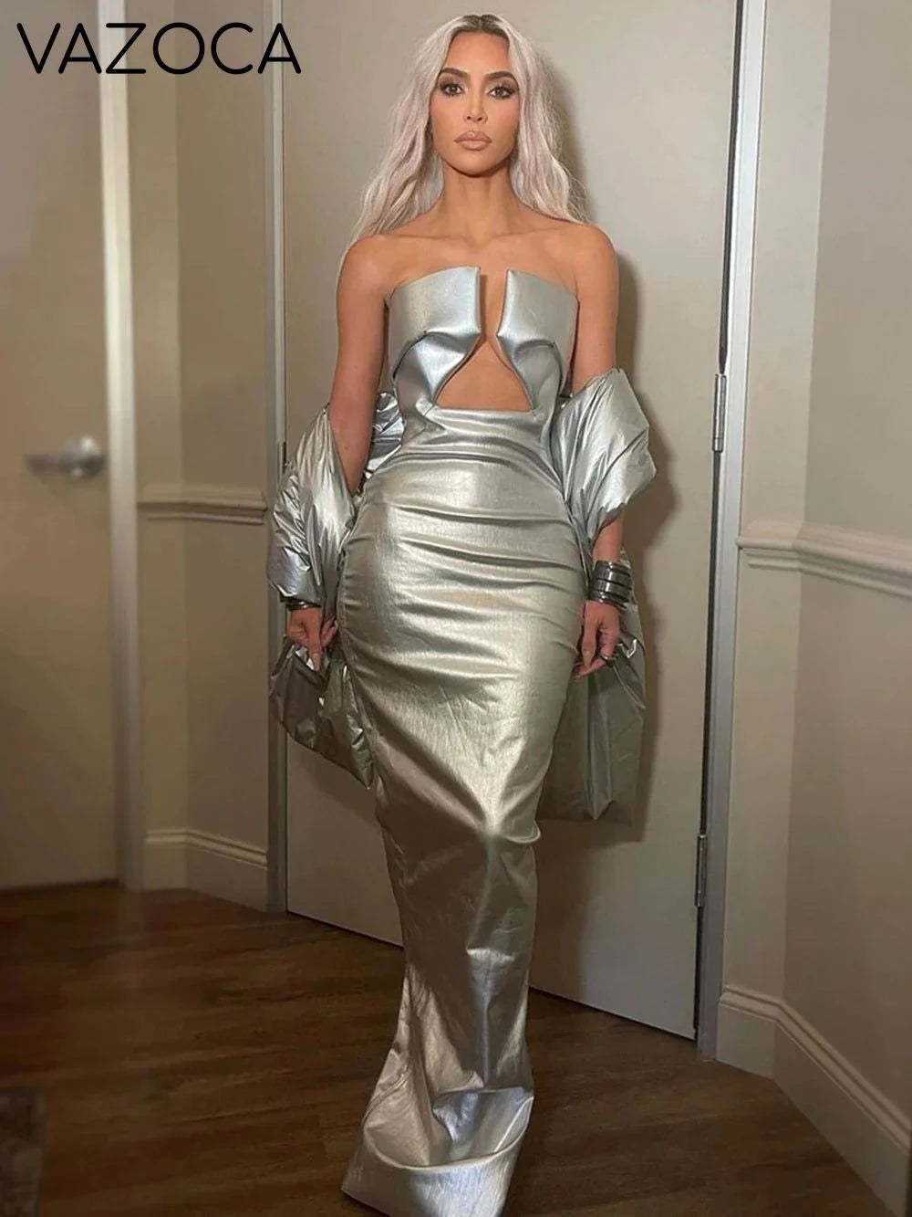 Celebrity Leather Maxi Dress