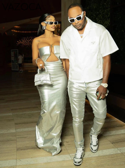 Celebrity Leather Maxi Dress